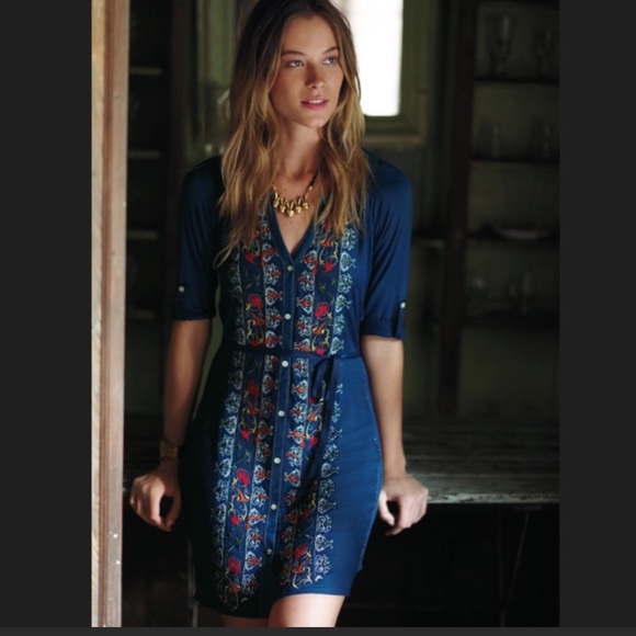 Anthropologie Dresses & Skirts - Anthropologie Tiny Embroidered Shirt Dress Size XS